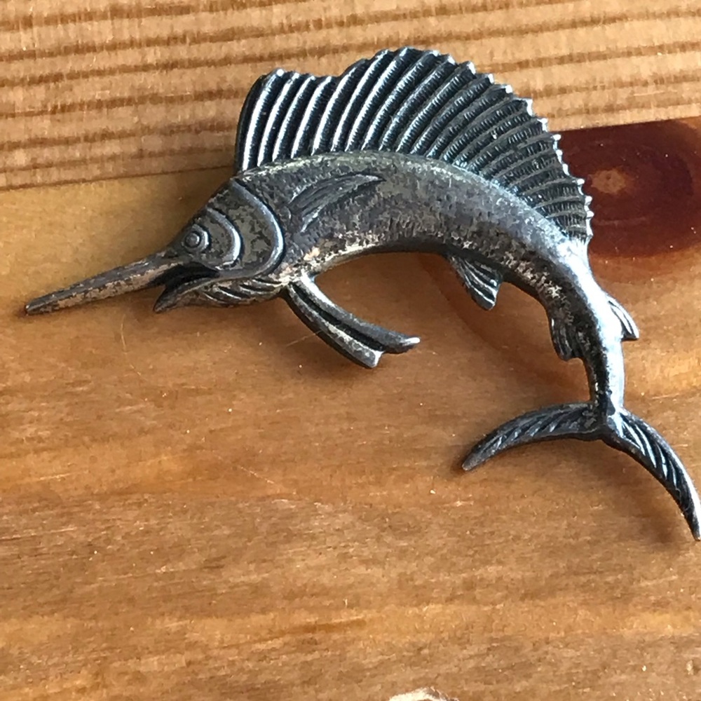 Unique Antique Sterling Swordfish Pin